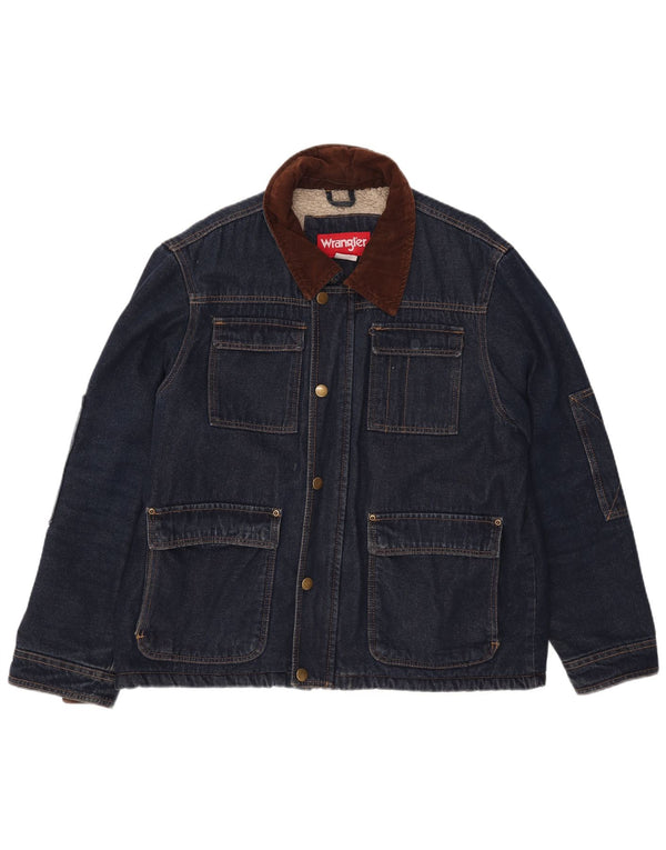 Jaqueta jeans Wrangler masculina Sherpa Reino Unido 40 grande algodão azul