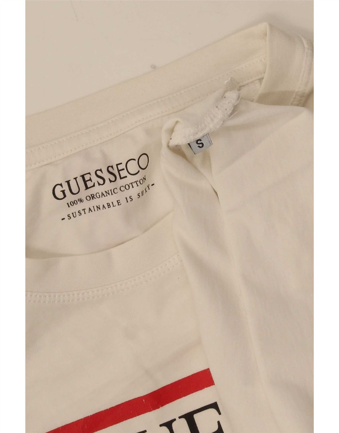 Camiseta masculina Guess com estampa gráfica pequena branca