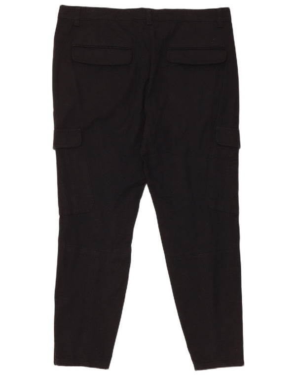 Calça cargo feminina Reiss Tapered UK 12 médio W34 L26 preta viscose