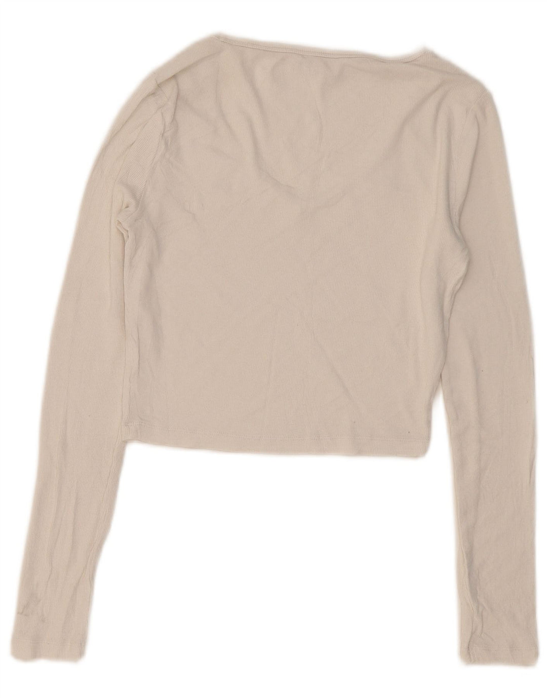 Top cropped feminino TOMMY HILFIGER manga comprida UK 8 pequeno branco