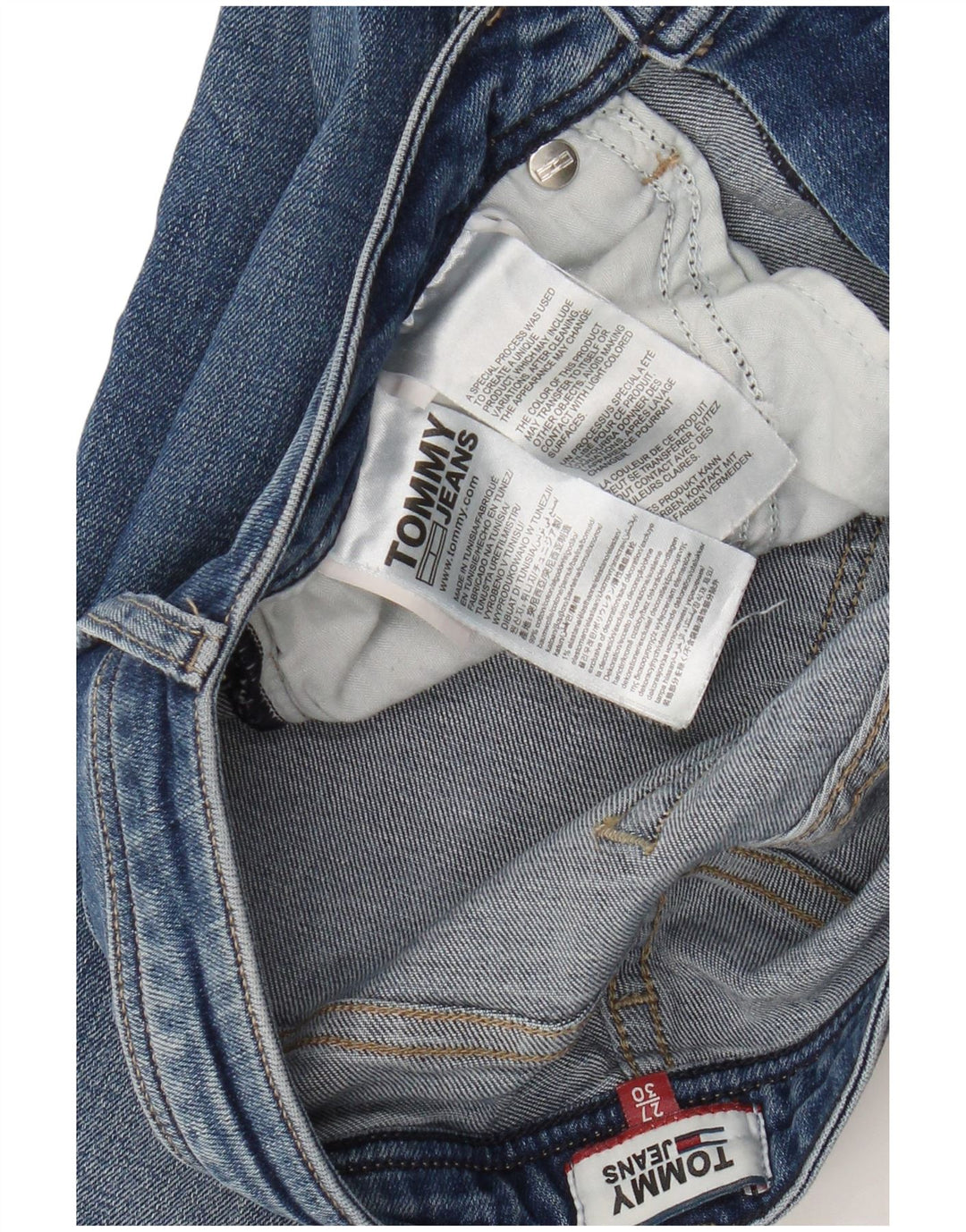 Jeans retos femininos TOMMY HILFIGER W27 L27 algodão azul