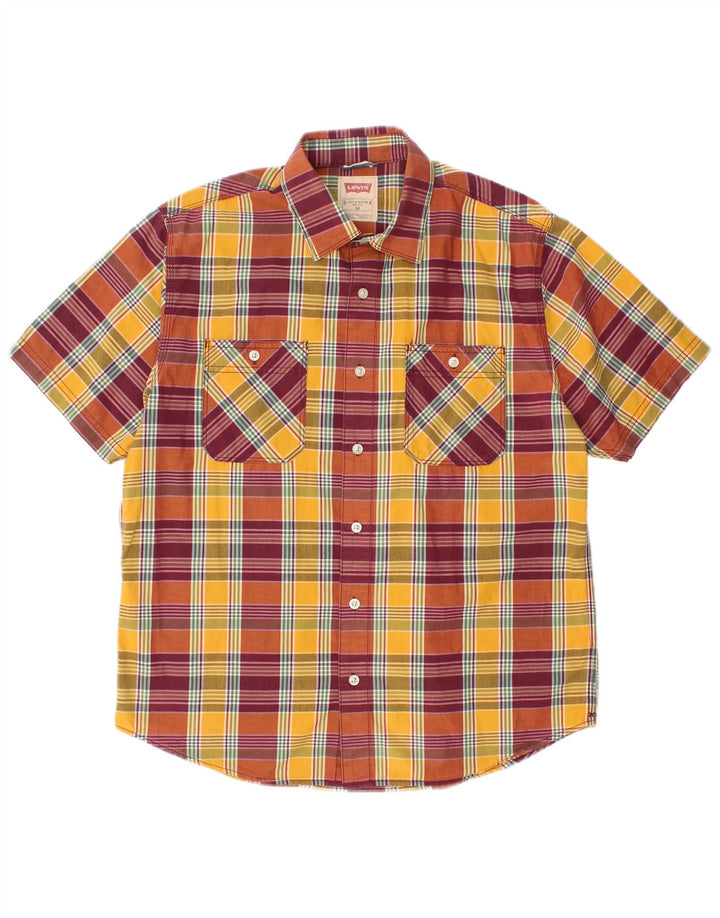 Camisa masculina de manga curta LEVI'S de algodão xadrez médio multicolorido