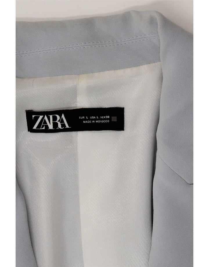 Jaqueta blazer aberta manga 3/4 feminina Zara Reino Unido 16 grande azul