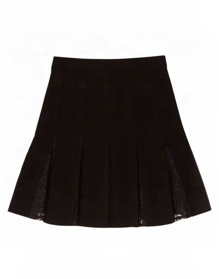 Saia plissada feminina Worthington EUA 10 grande W34 poliéster preto
