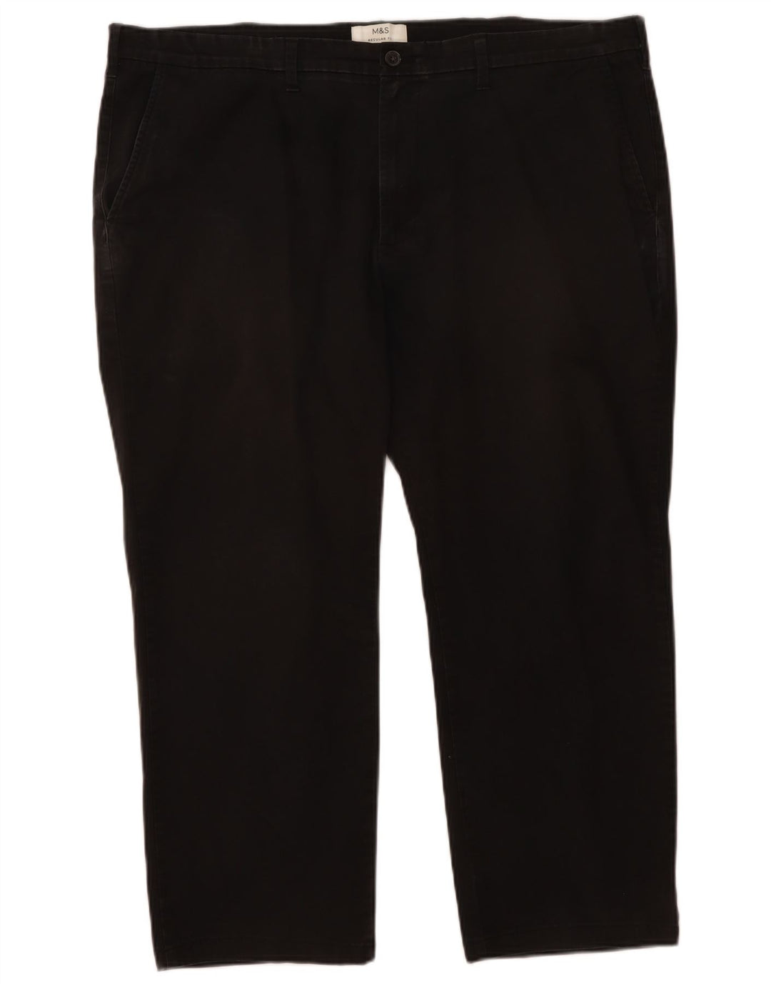 Calça cortada masculina Marks & Spencer Regular Fit W44 L25 algodão preto