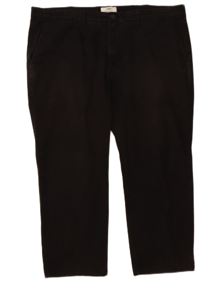 Calça cortada masculina Marks & Spencer Regular Fit W44 L25 algodão preto
