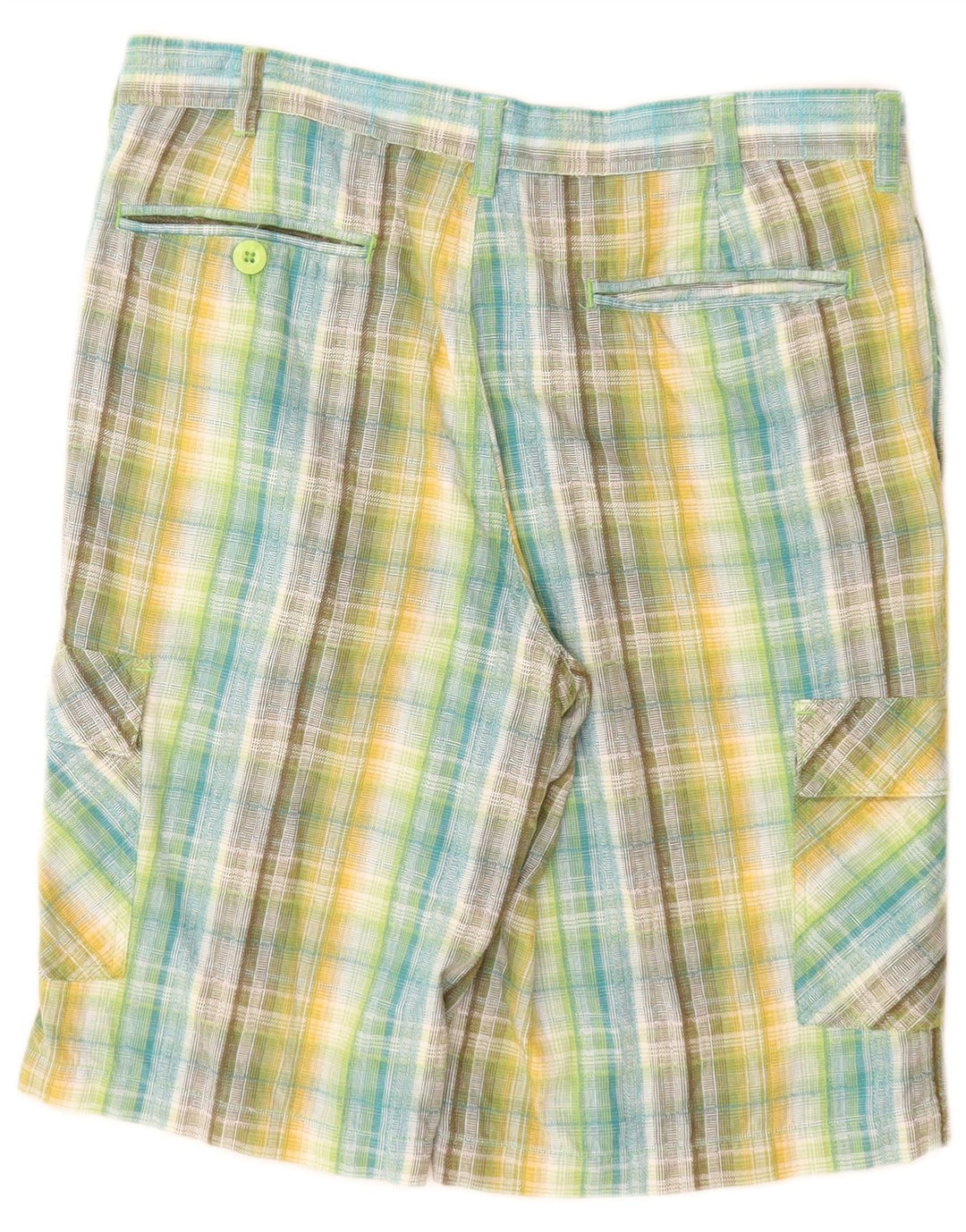 Bear Mens Cargo Shorts W32 Médio Multicolorido Xadrez Algodão