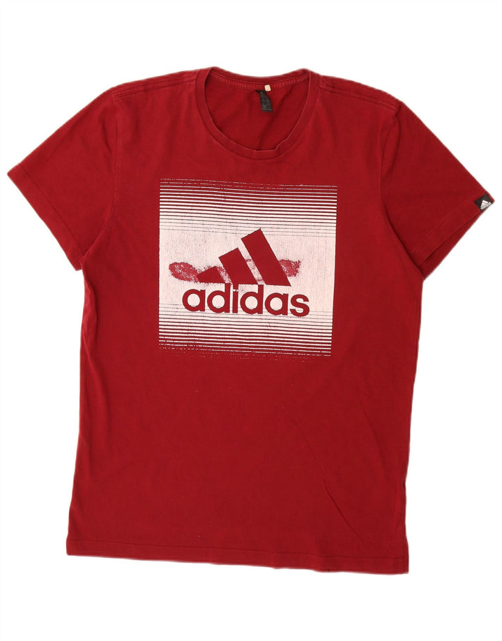 Adidas Mens Graphic T-Shirt Top Médio Algodão Vermelho