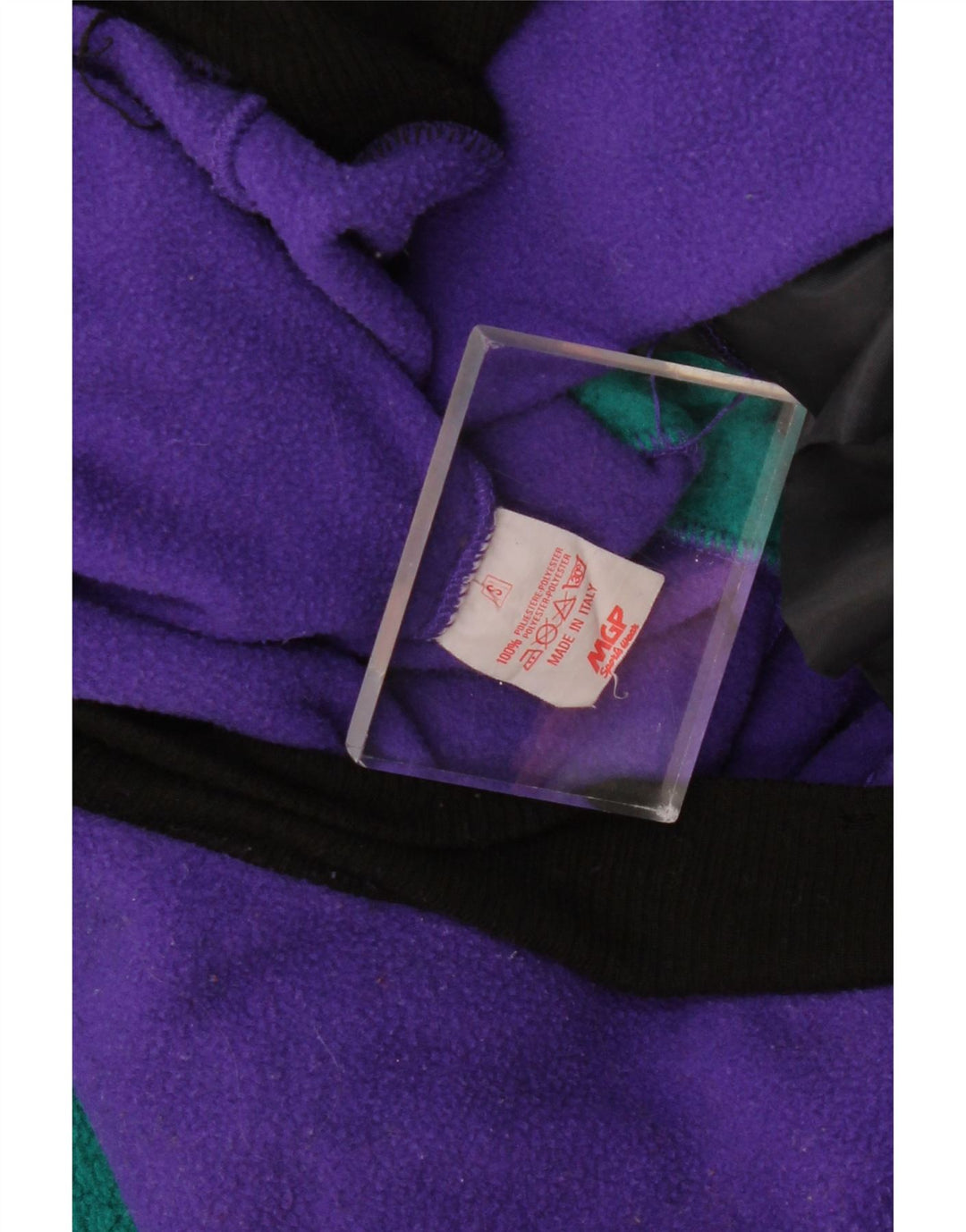 Suéter feminino de lã grande VINTAGE UK 10 pequeno bloco colorido roxo