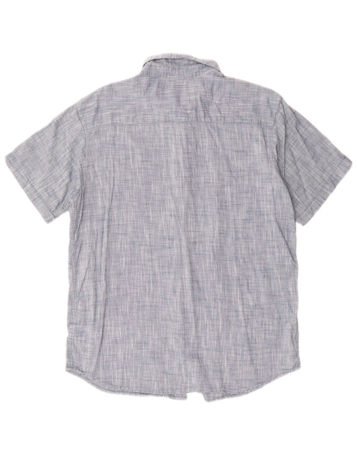 Camisa masculina Columbia de manga curta regular fit grande algodão azul