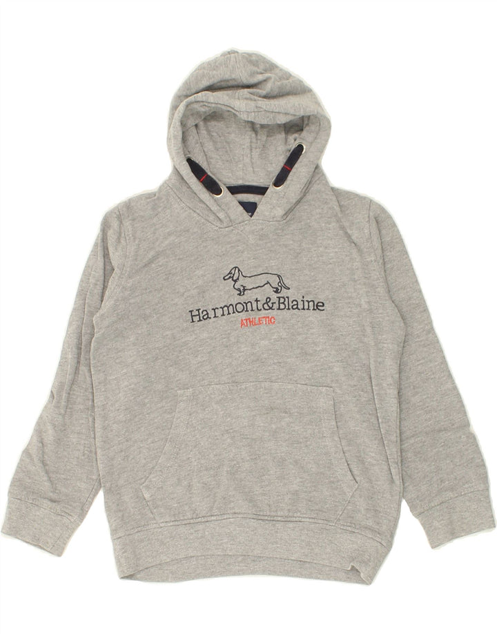 HARMONT & BLAINE Boys Graphic Hoodie Jumper 7-8 Years Grey Cotton Vintage Harmont & Blaine and Second-Hand Harmont & Blaine from Messina Hembry 
