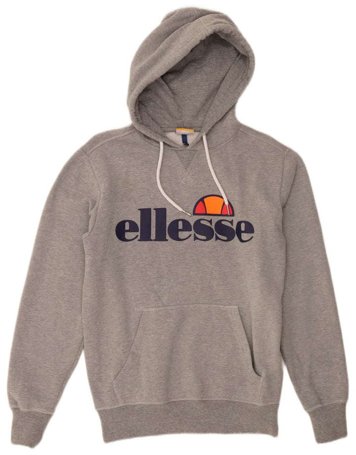 Suéter Ellesse masculino com capuz gráfico pequeno cinza algodão