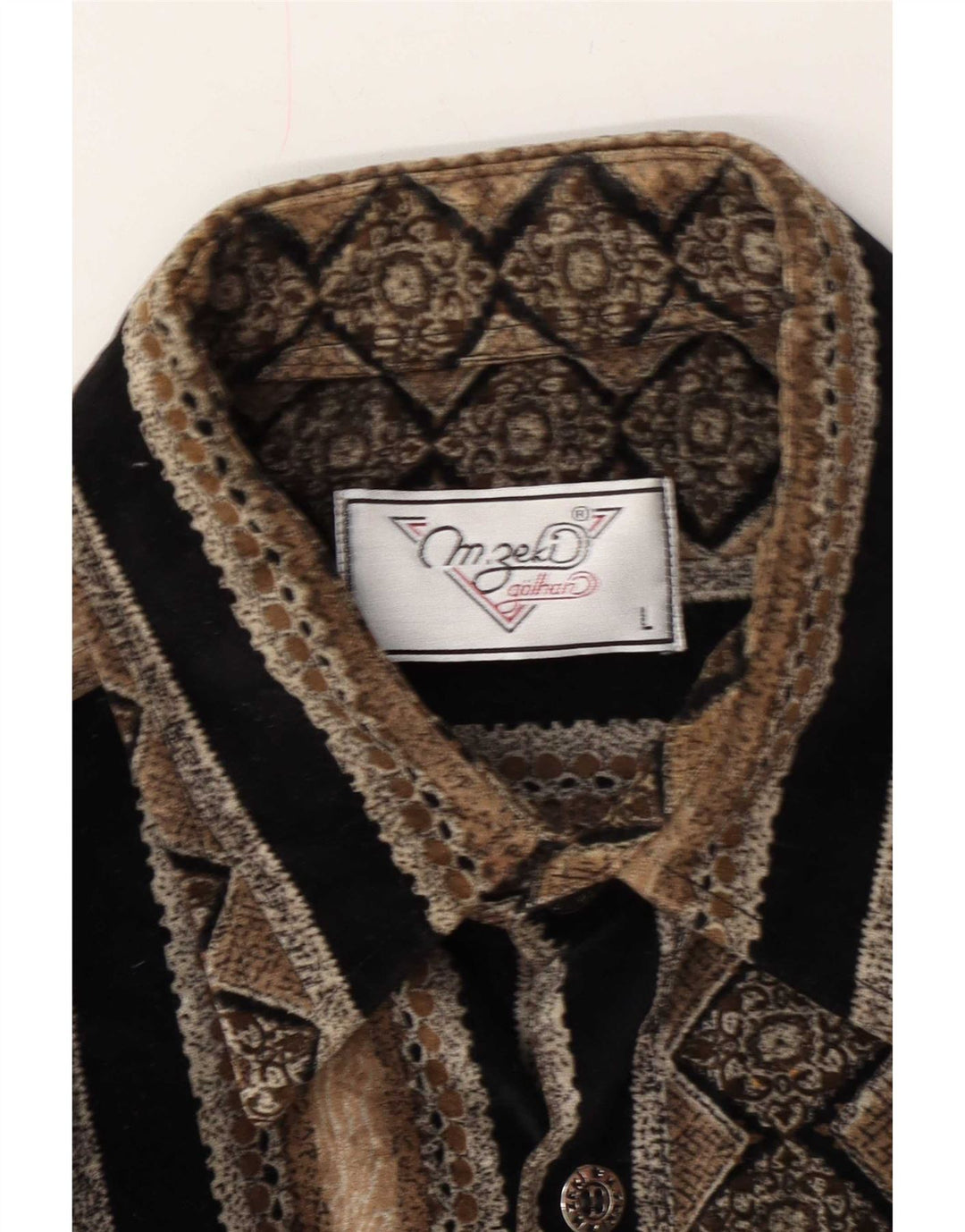 Camisa masculina vintage grande listrada marrom