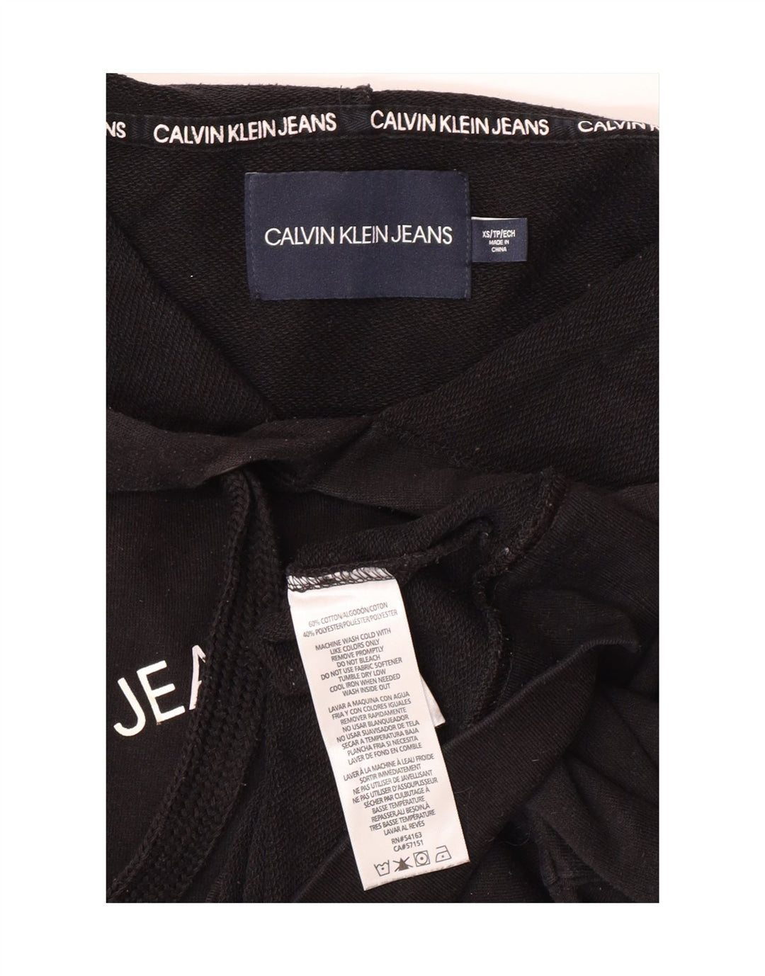 CALVIN KLEIN JEANS Womens Oversized Crop Hoodie Jumper UK 6 XS Black Vintage Calvin Klein Jeans and Second-Hand Calvin Klein Jeans from Messina Hembry 