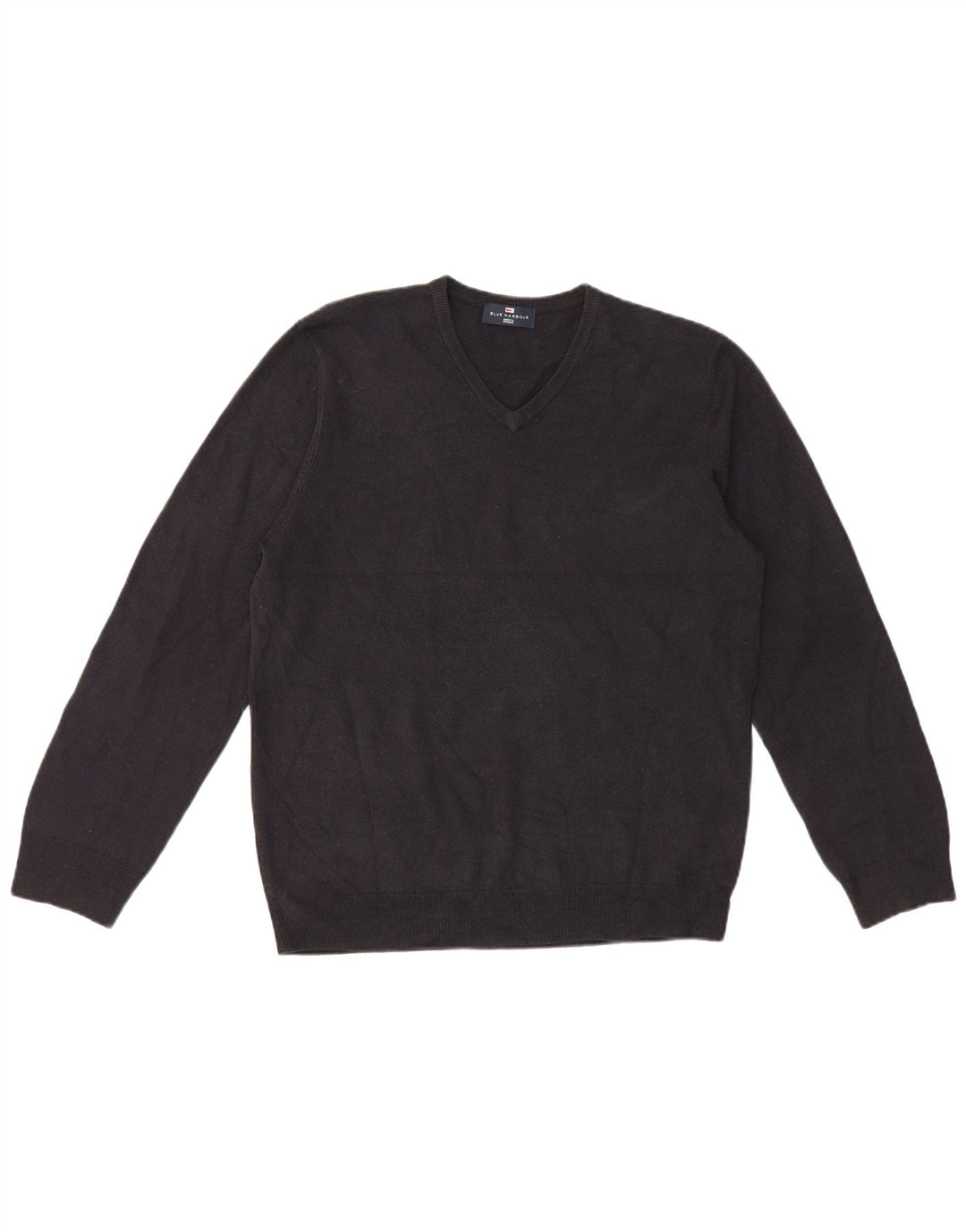 Suéter masculino Marks & Spencer Blue Harbor com decote em V grande acrílico preto