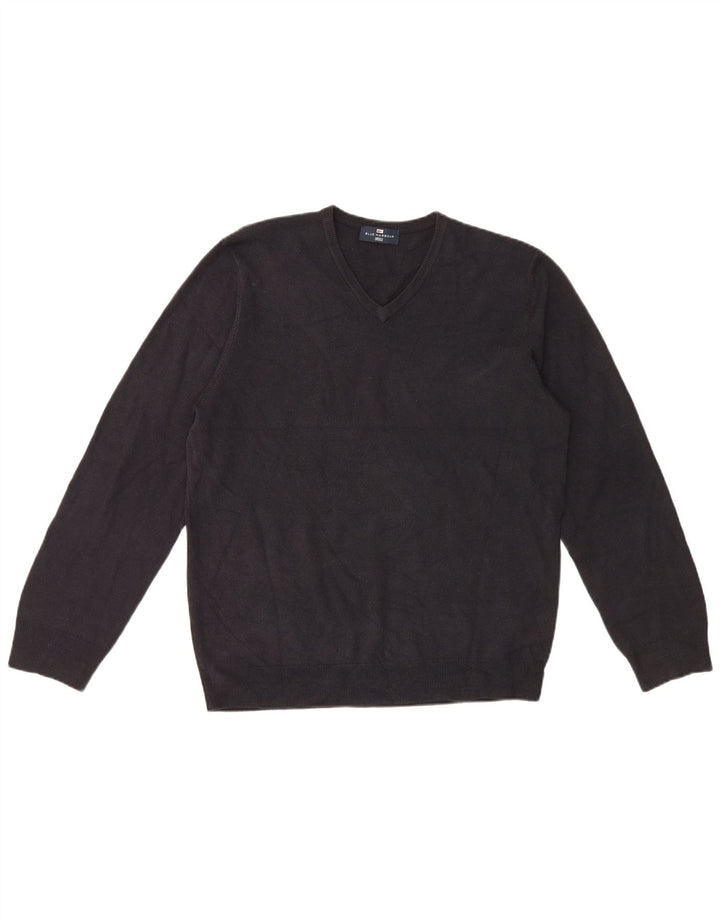 Suéter masculino Marks & Spencer Blue Harbor com decote em V grande acrílico preto