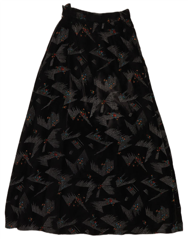 Saia maxi feminina VINTAGE cintura alta W24 XS preta floral