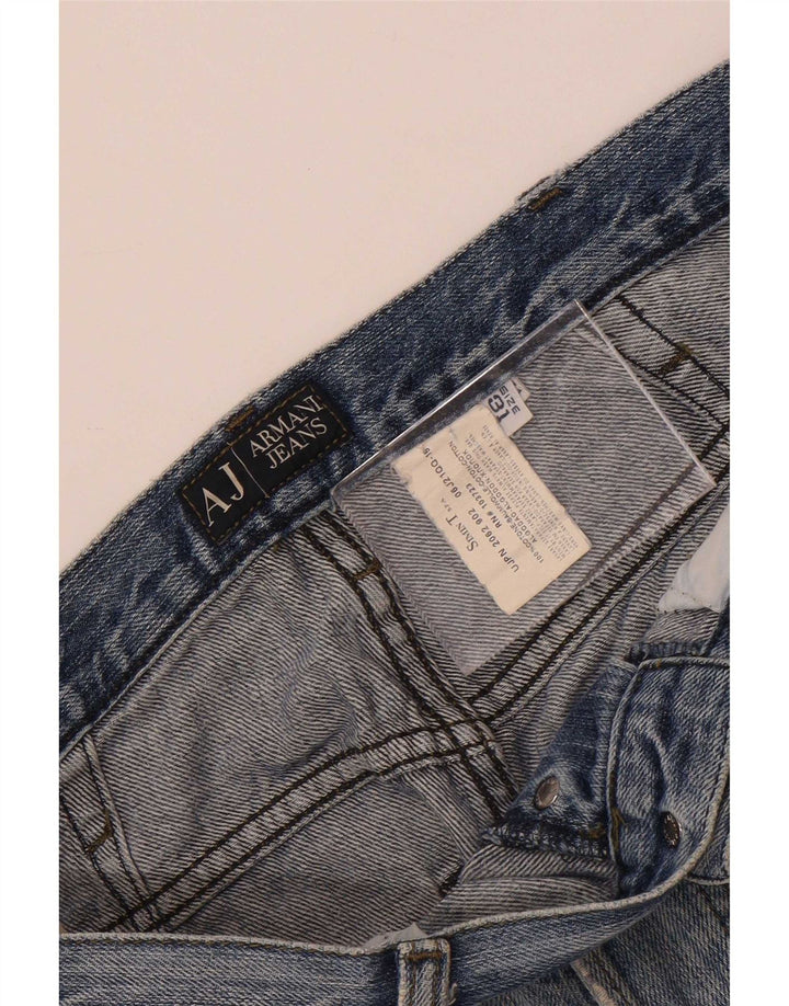 Calça jeans reta masculina Armani desgastada W31 L29 algodão azul