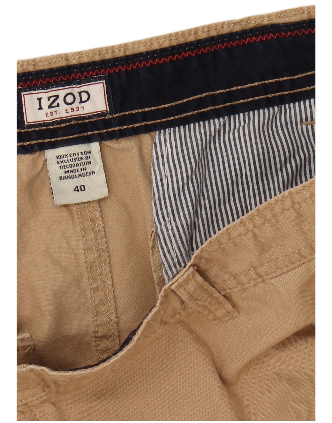 Shorts cargo masculino Izod W40 XL algodão bege