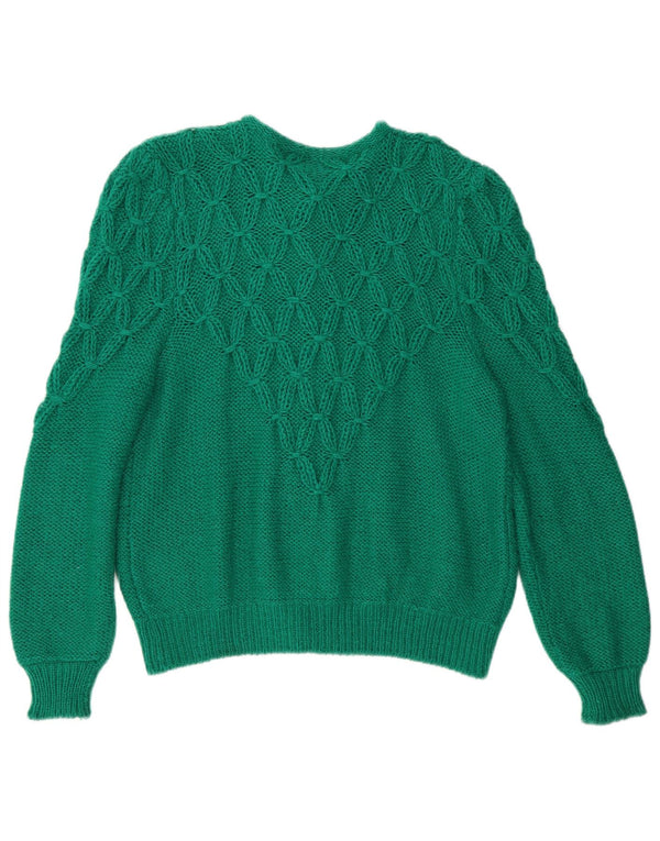 Suéter Cardigan Feminino Vintage Reino Unido 16 Grande Verde