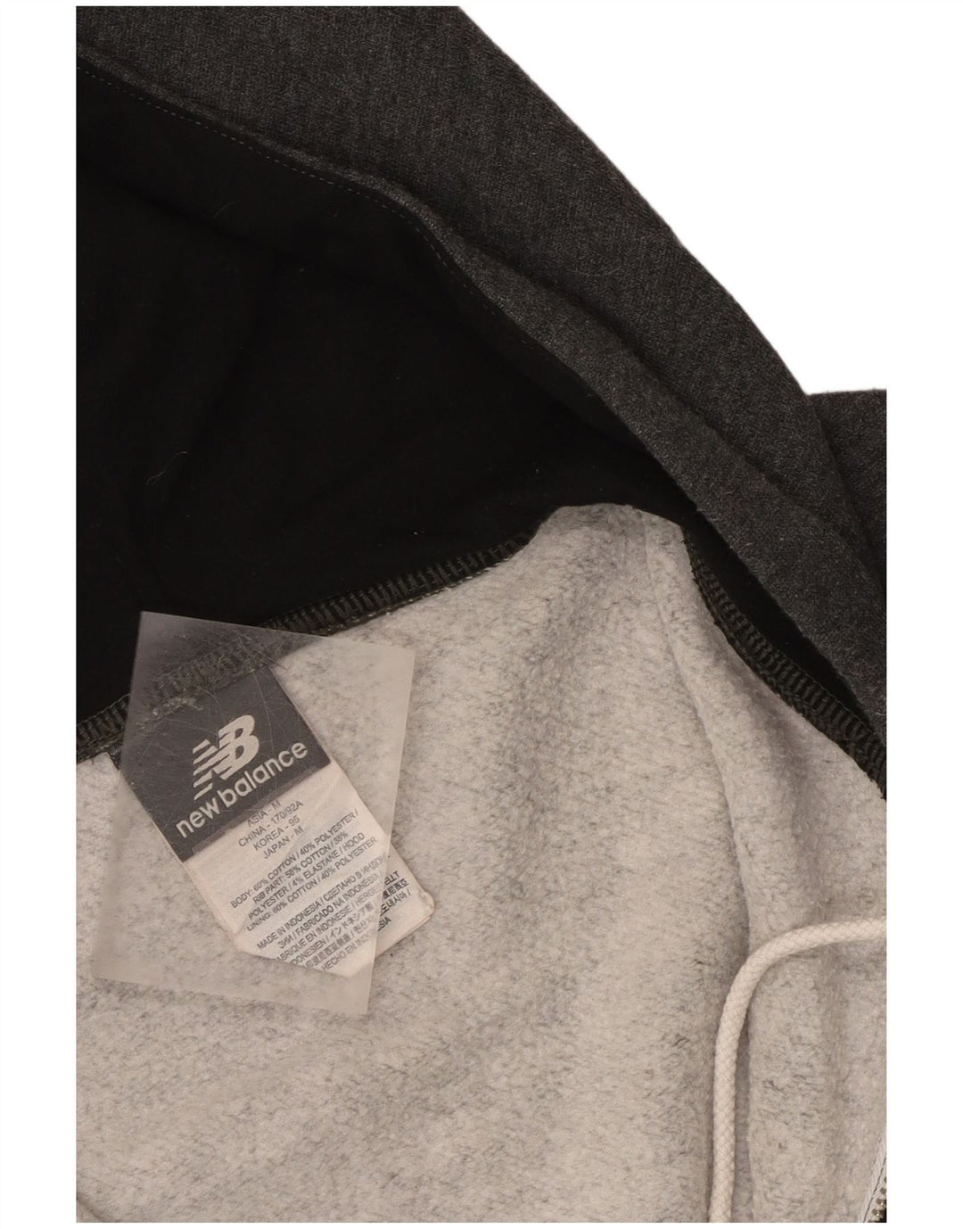 Suéter masculino New Balance com capuz e zíper pequeno algodão cinza