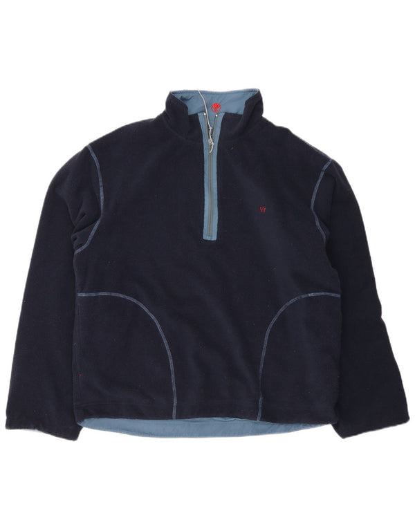 Fat Face Mens Zip Neck Reversível Fleece Jumper Médio Poliéster Azul Marinho