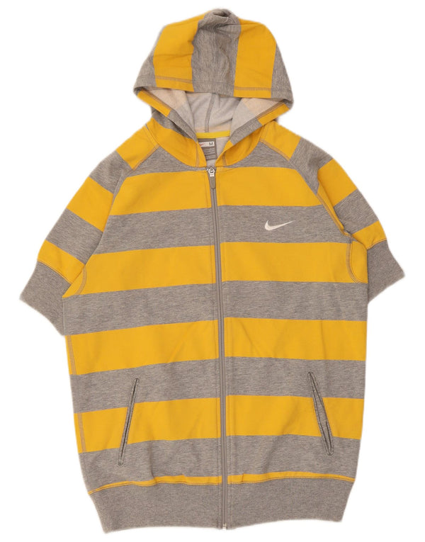 Suéter Nike feminino com capuz e manga curta com zíper UK 10/12 listrado amarelo médio