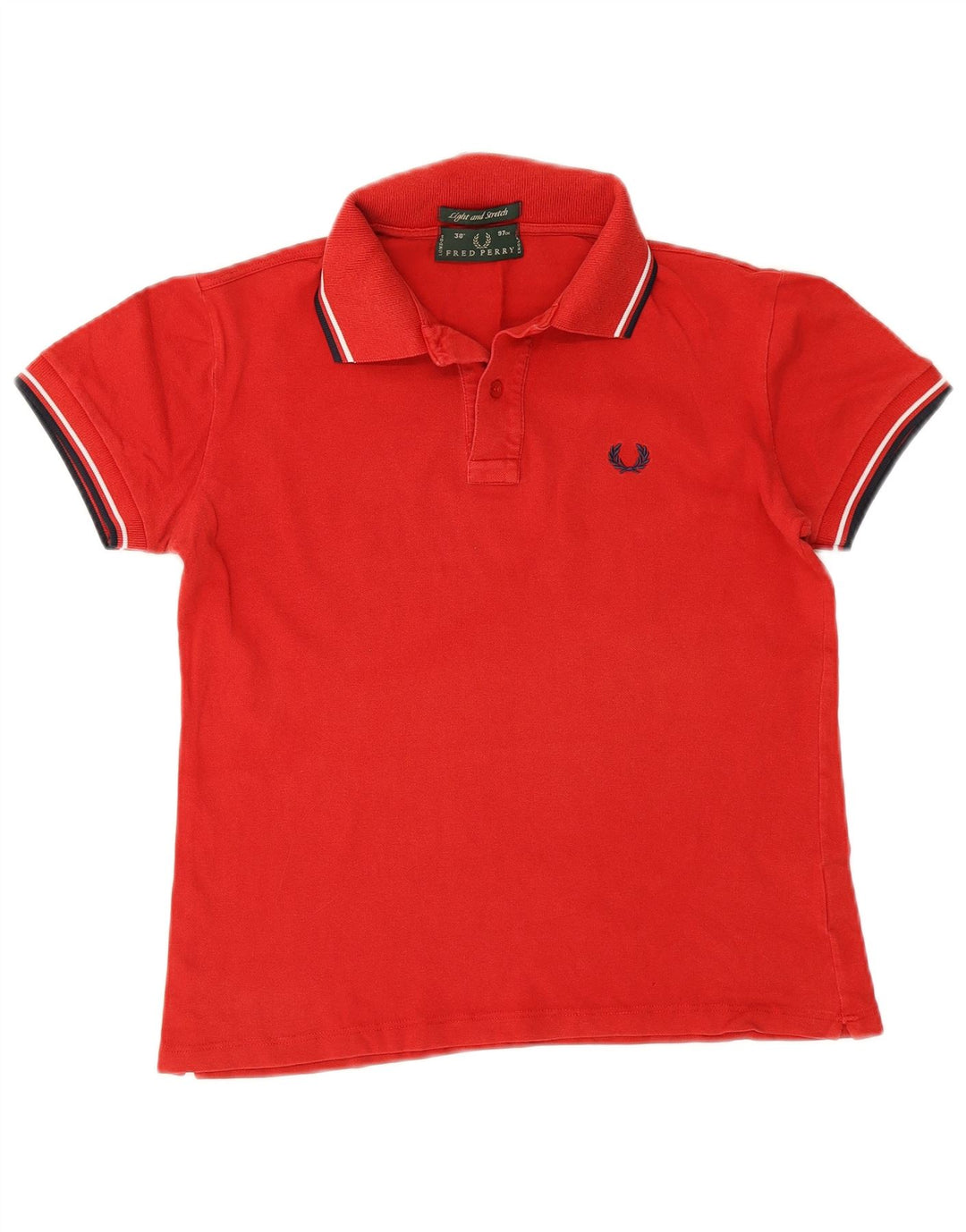 Camisa polo masculina Fred Perry pequena listrada vermelha de algodão