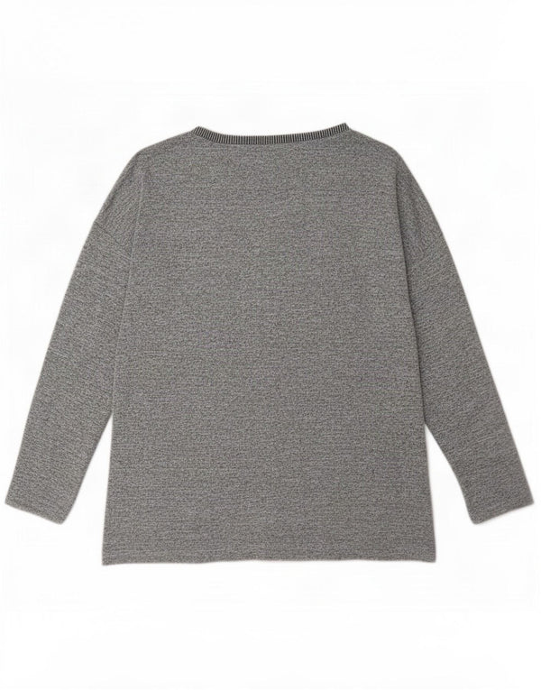 Top feminino Oasis de manga comprida UK 14 poliéster colorblock cinza médio