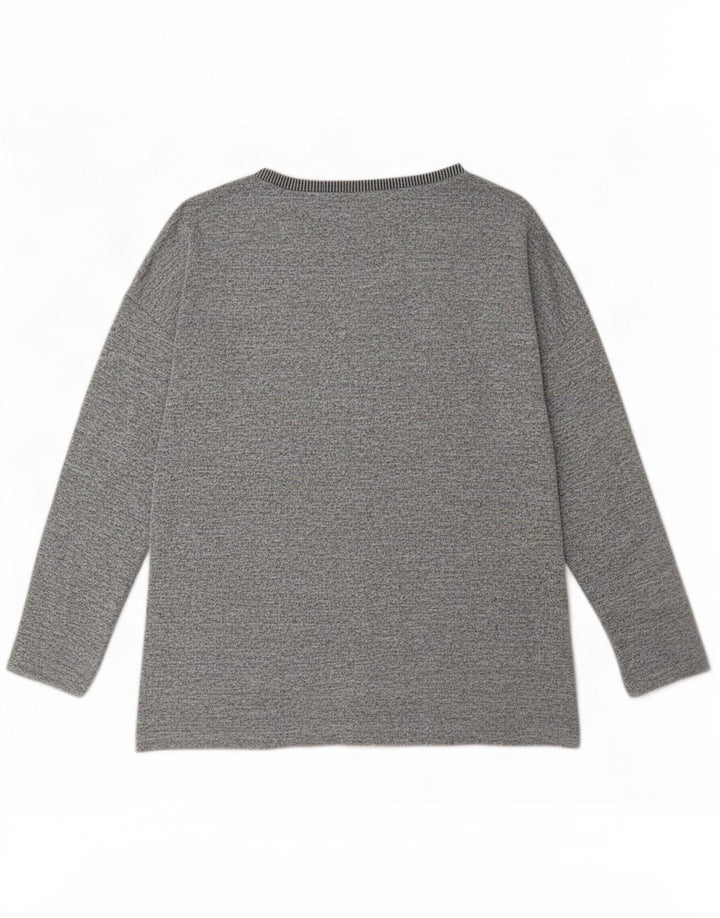 Top feminino Oasis de manga comprida UK 14 poliéster colorblock cinza médio