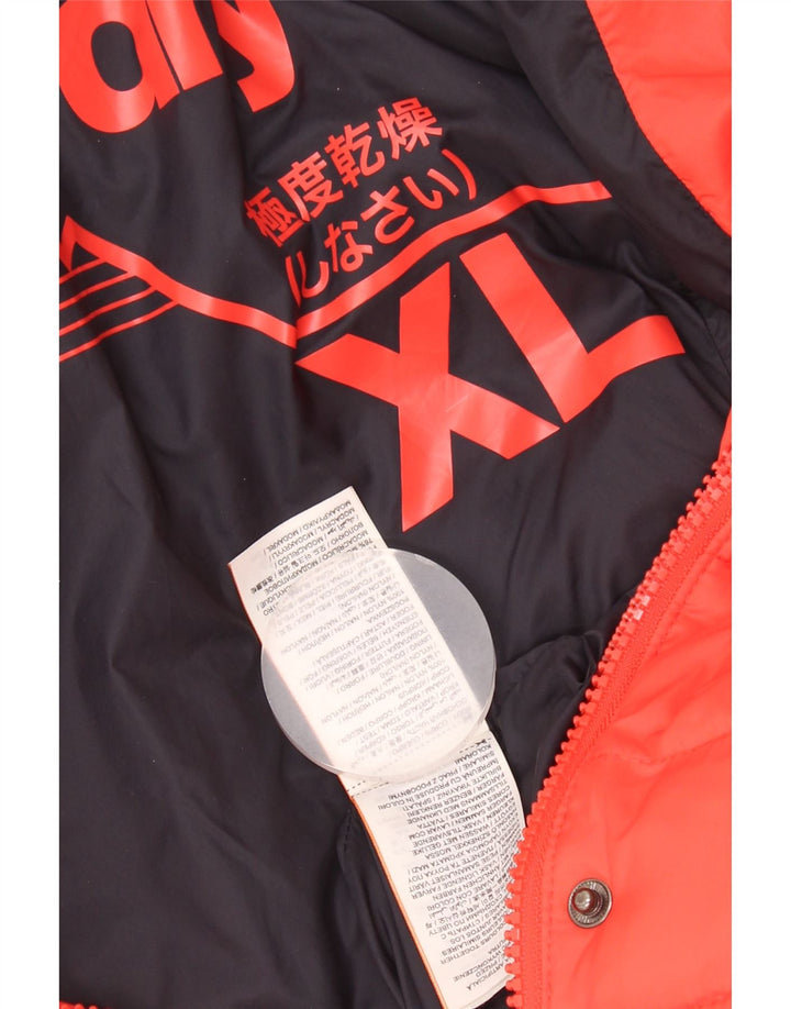 Jaqueta acolchoada com capuz feminina Superdry UK 18 XL vermelho nylon