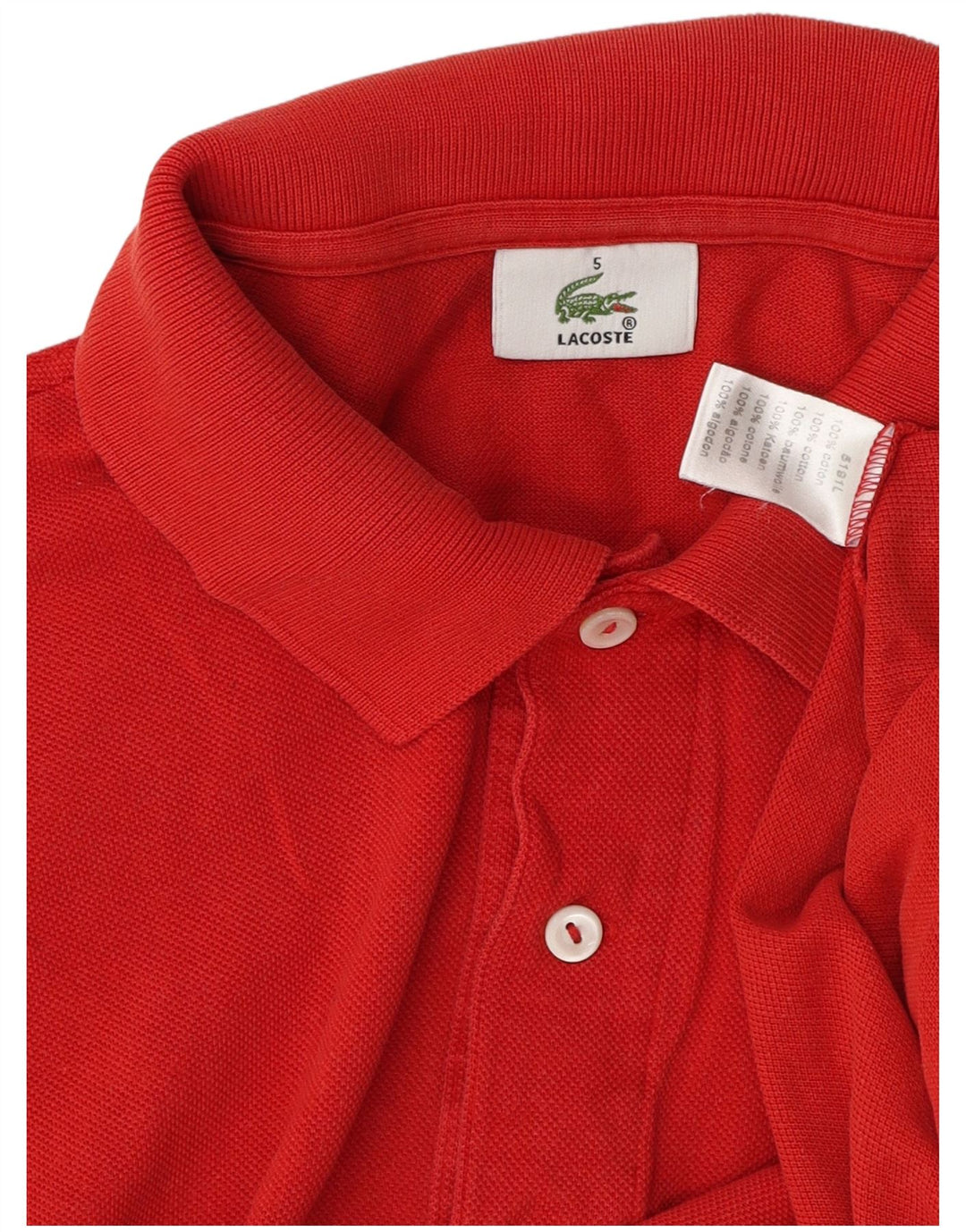Camisa polo masculina Lacoste tamanho 5 grande algodão vermelho