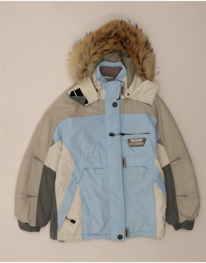 Jaqueta de esqui feminina com capuz Colmar IT 44 poliamida colorblock azul médio