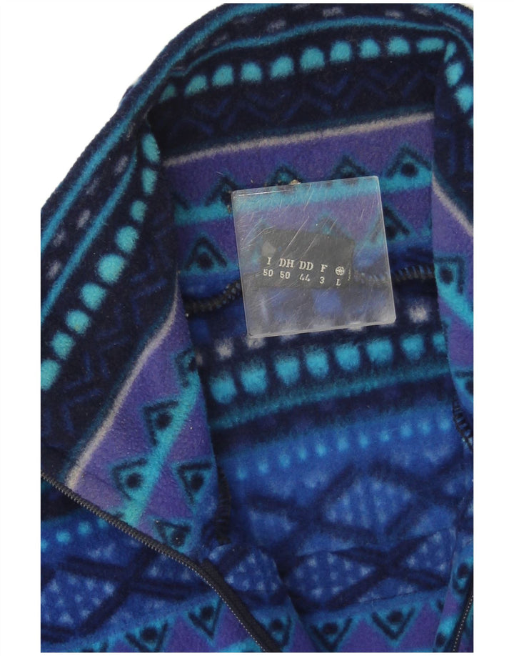 Sportful masculino com zíper e gola em ponte de lã IT 50 poliéster geométrico azul médio