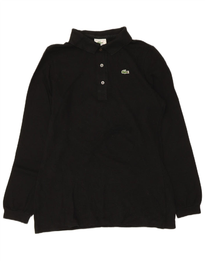 Camisa polo feminina de manga comprida Lacoste tamanho 40 algodão preto médio