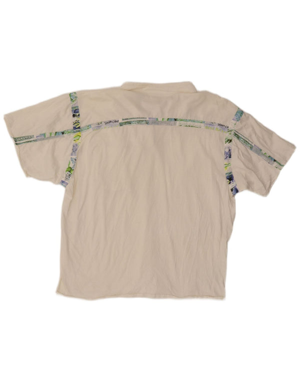 Camiseta masculina vintage com decote em zíper Top IT 54 XL algodão branco