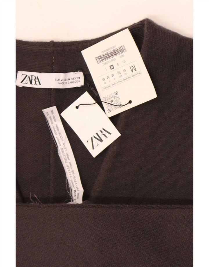 Suéter cardigã feminino Zara Reino Unido 12 Viscose cinza médio