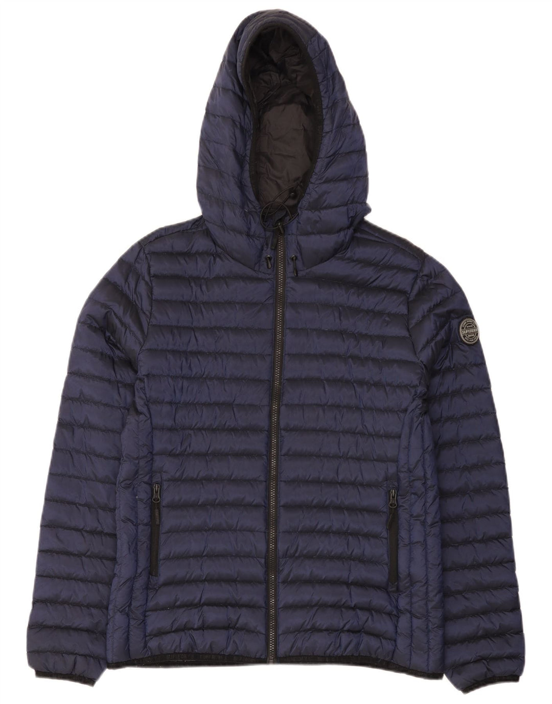 Jaqueta acolchoada com capuz feminina Superdry UK 16 grande nylon azul marinho