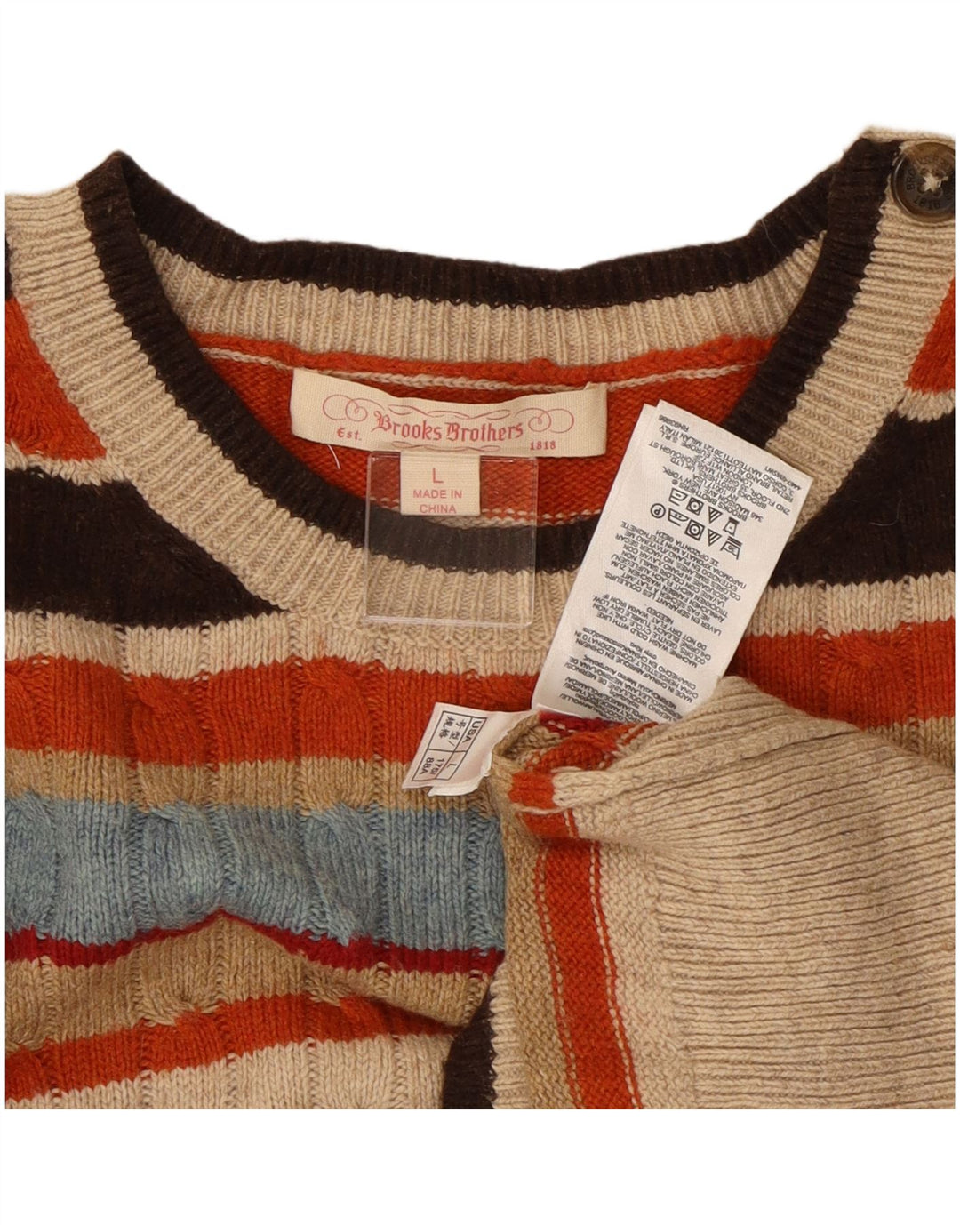 Suéter feminino BROOKS BROTHERS com gola redonda Reino Unido 16 grande multicolorido