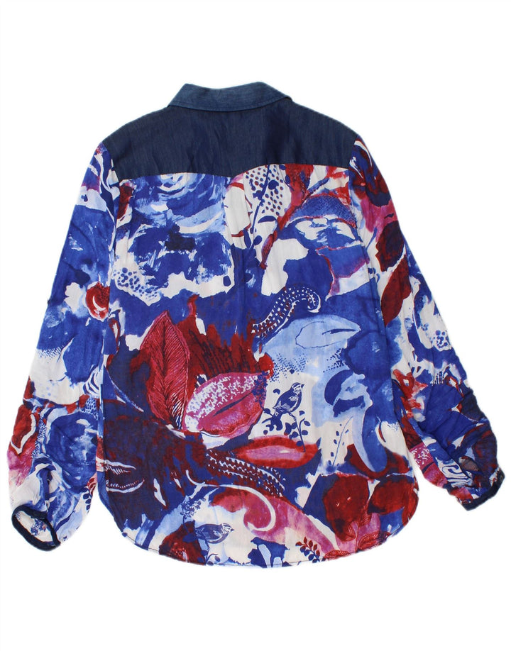 Blusa feminina pulôver Desigual Reino Unido 10 pequena azul floral
