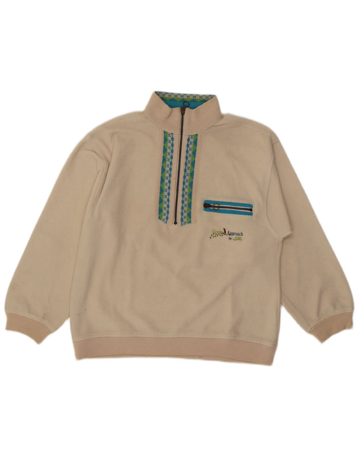 Silvy Mens Polartec Zip Neck Fleece Jumper Médio Bege Poliéster Fair Isle