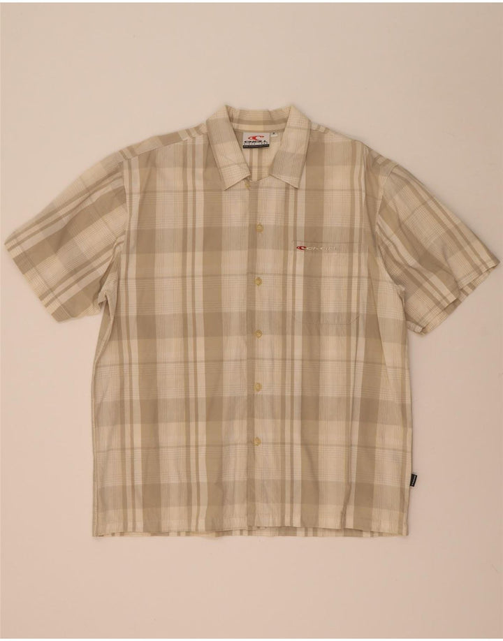 Camisa masculina de manga curta O'Neill de algodão xadrez bege médio