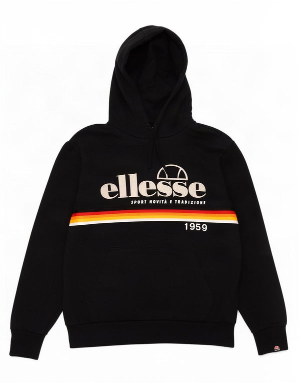 Ellesse moletom com capuz gráfico masculino XL preto colorblock algodão
