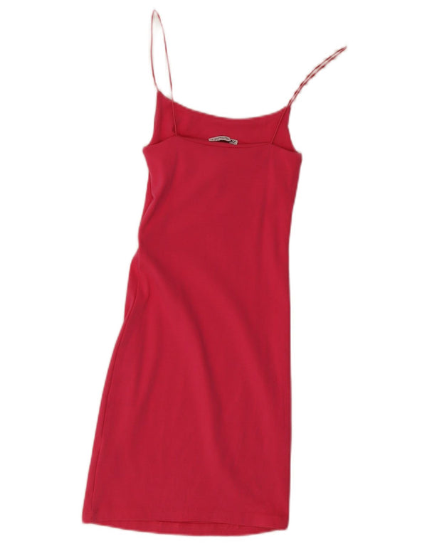 Vestido slip feminino Zara Reino Unido 8 pequeno algodão rosa