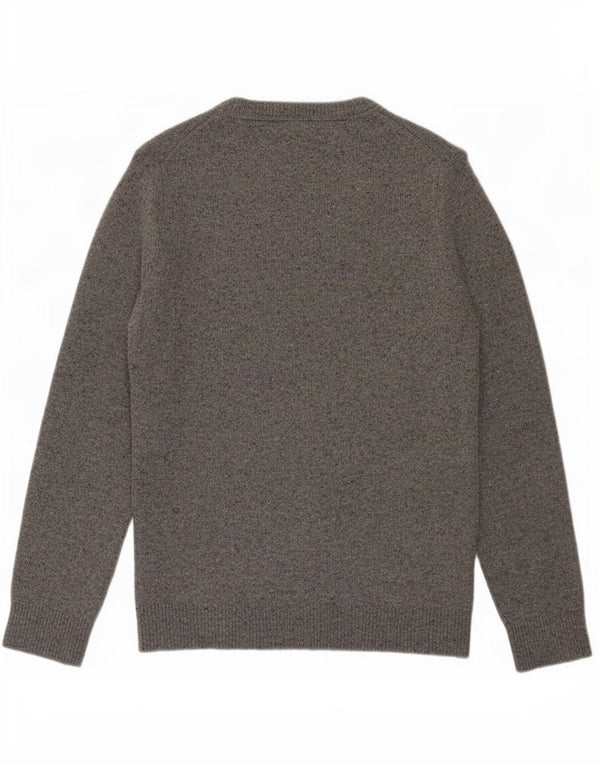 Suéter masculino Tommy Hilfiger com gola redonda e lã de carneiro manchada cinza médio