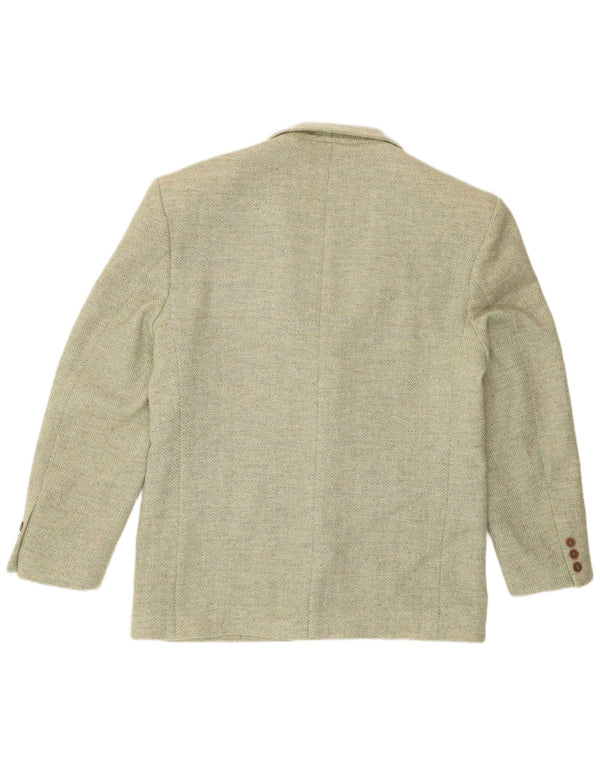 Enrico Finzi Jaqueta blazer masculina de 2 botões IT 50 grande espinha de peixe verde