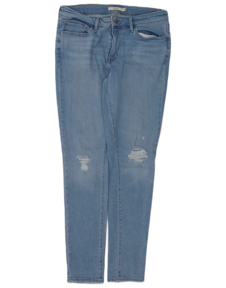 Calça jeans skinny feminina LEVI'S 711 desgastada W30 L30 azul algodão
