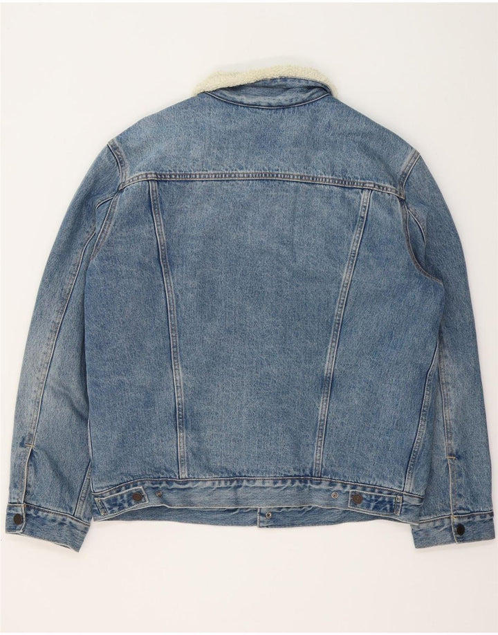 Jaqueta jeans masculina Sherpa LEVI'S UK 42 XL algodão azul