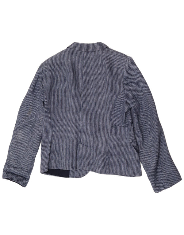 Jaqueta blazer feminina Zara com 1 botão Reino Unido 18 XL azul risca de giz poliéster