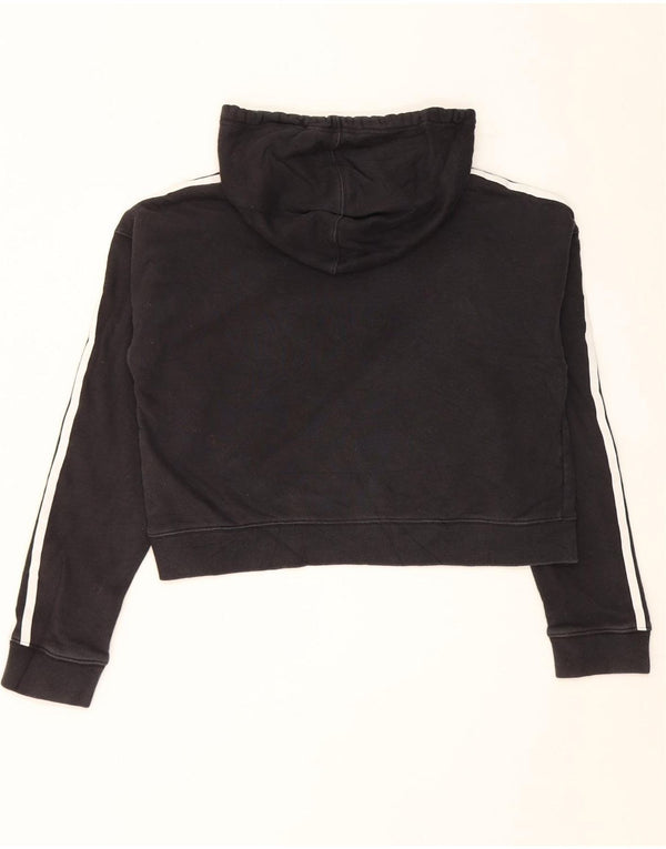 Adidas Womens Crop Oversized Hoodie Jumper UK 6 XS Algodão Preto